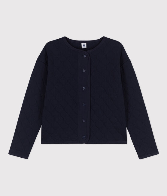 Damescardigan in gewatteerde tubic blauw SMOKING