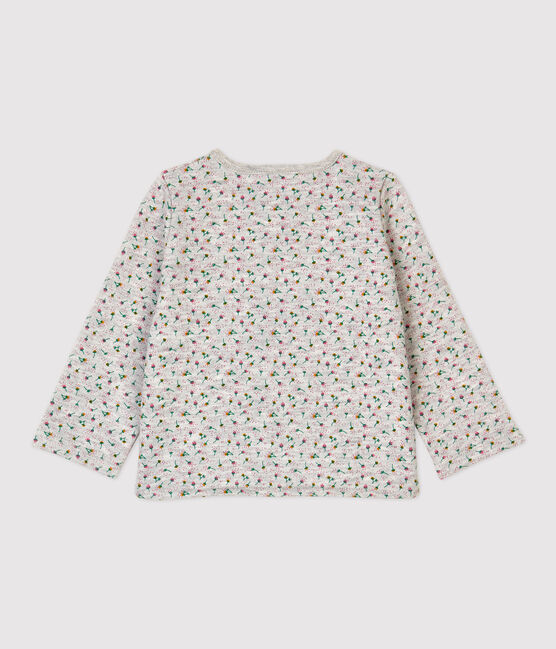 Cardigan molleton bébé. gris BELUGA/blanc MULTICO