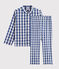 Pyjama à carreaux petit garçon en twill bleu MEDIEVAL/blanc MARSHMALLOW