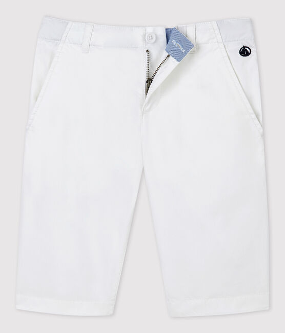 Korte broek van twill voor jongens wit ECUME