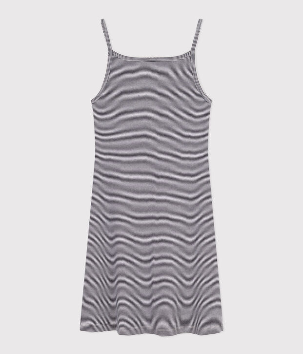 Nuisette en coton ray&eacute; femme bleu/blanc