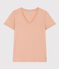 LE DROIT, katoenen T-shirt voor dames met V-hals beige VINTAGE