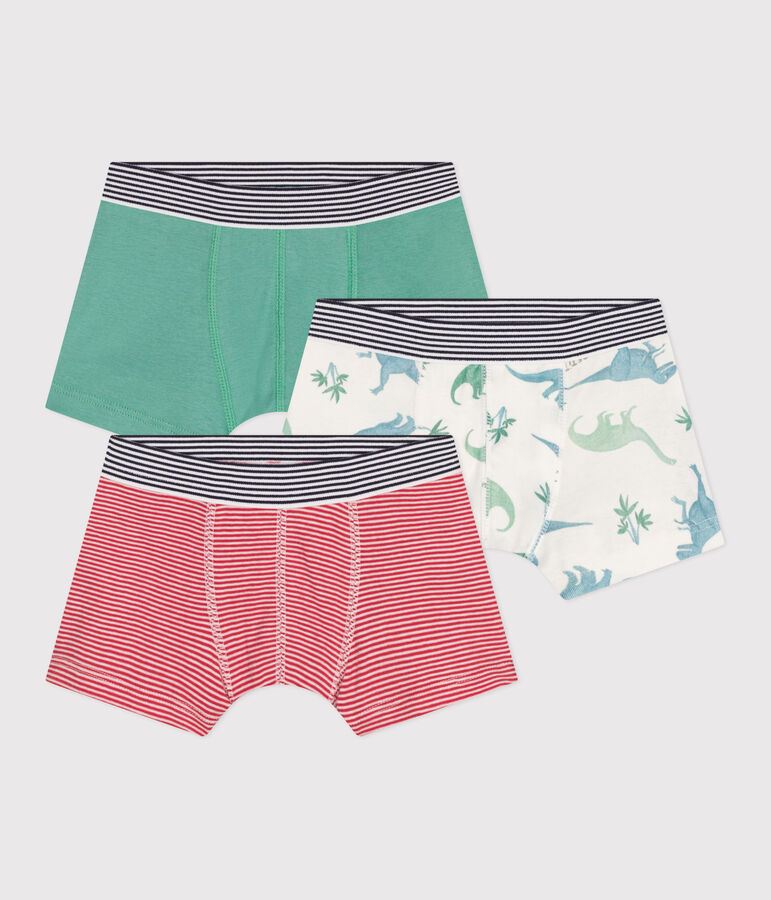 Setje met 3 katoenen kinderboxershorts met dinosaurusprint multicouleur