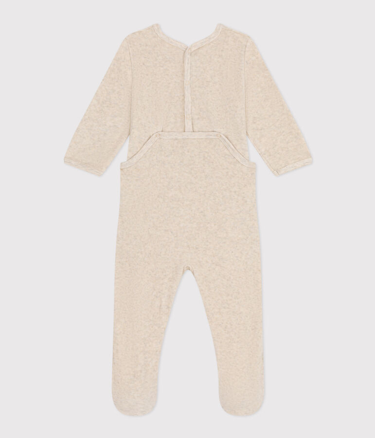 Pyjama en velours b&eacute;b&eacute; beige