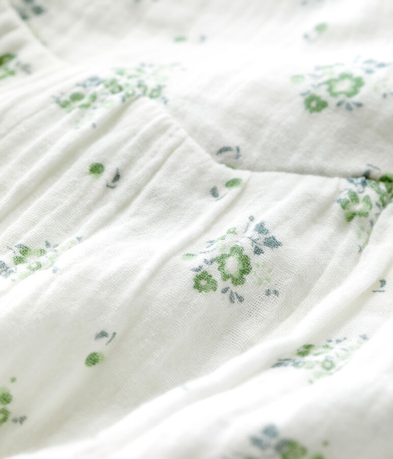 Blouse met korte mouwen met bloemenprint van gaas van biokatoen voor baby's wit/multicouleur