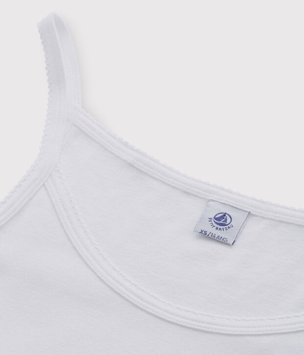 Iconisch katoenen Damesjurk met spaghettibandjes wit