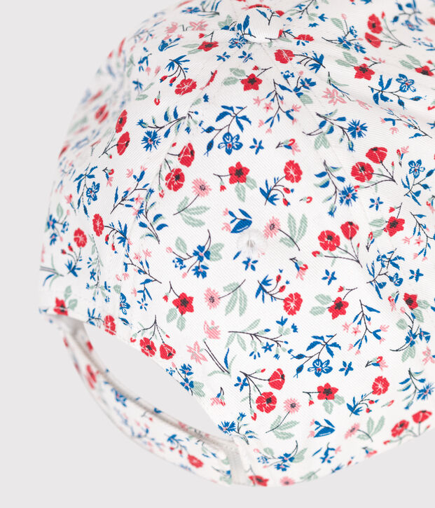 Stoffen pet met bloemenprint voor meisjes wit/multicouleur