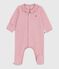 Effen fluwelen babypyjama mt kraag roze CHARME