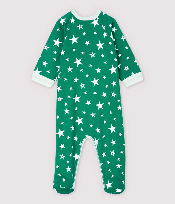 Dors-bien zippé étoilé bébé en coton vert GAZON/blanc ECUME