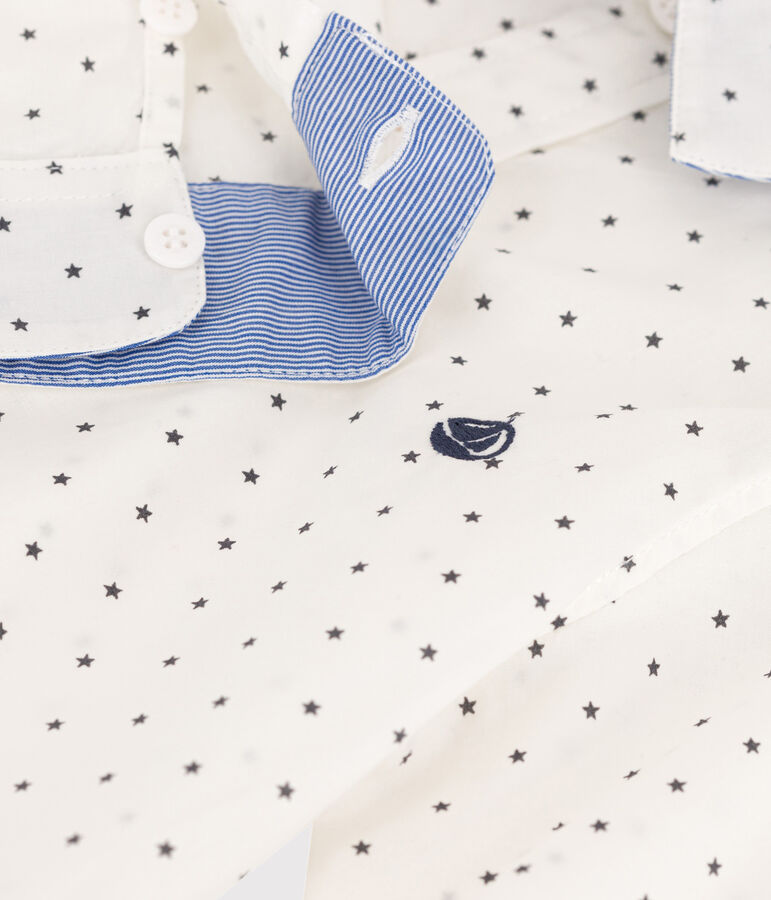 Bedrukt hemd jongens kinderen wit/grijs