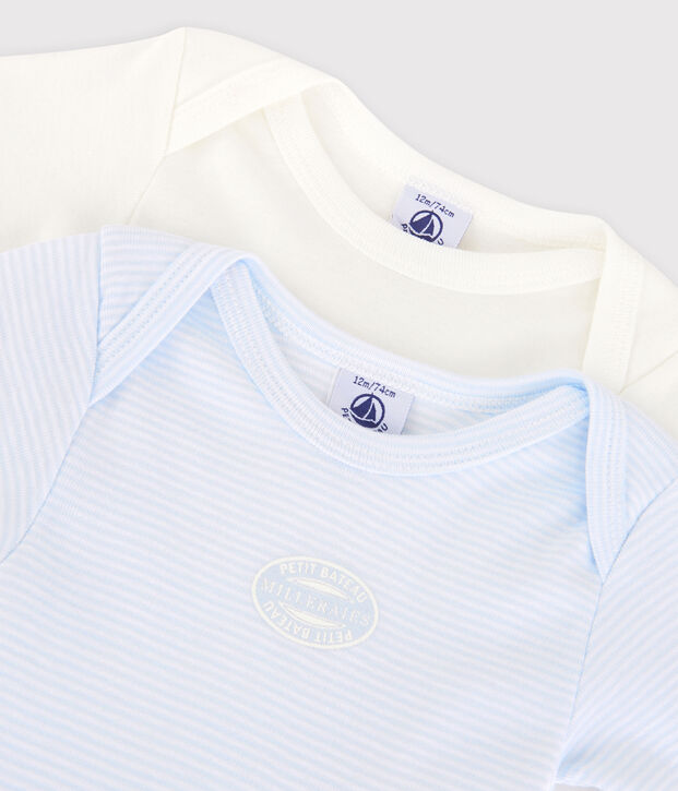 Lot de 2 bodies ray&eacute; manches longues  coton biologique multicouleur