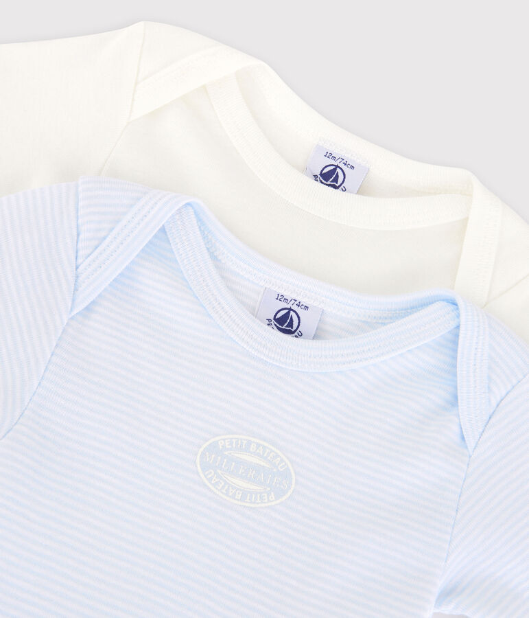 Set van 2 rompertjes met lange mouwen in milleraies-streep van biologisch katoen multicouleur