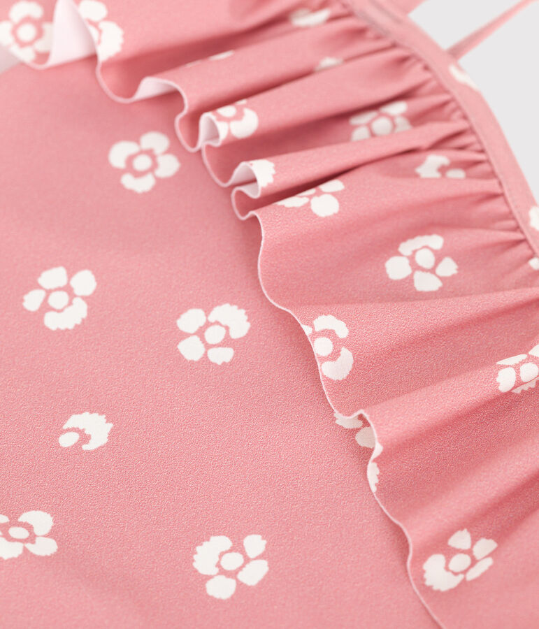 Eendelig badpak met bloemenprint voor kinderen roze/wit
