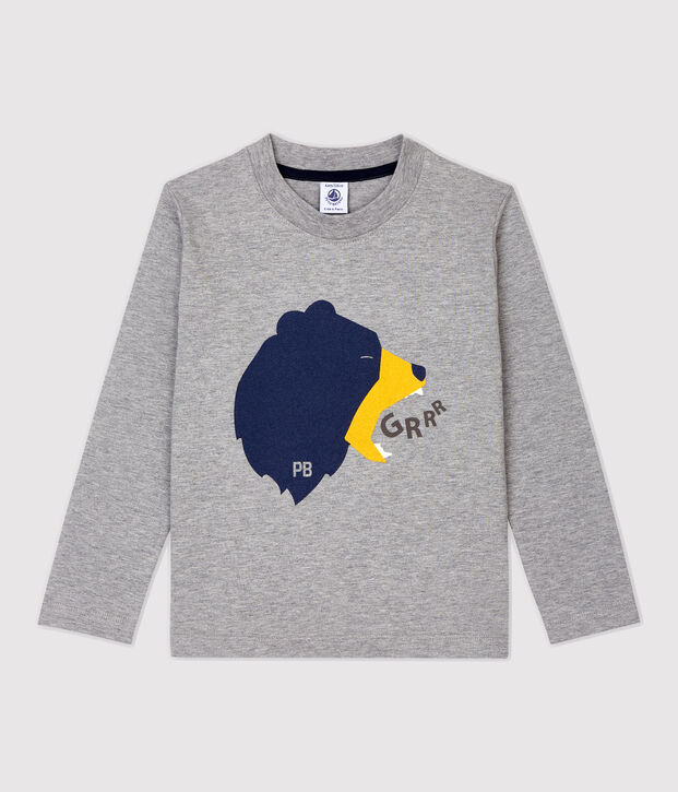Tee-shirt manches longues en coton enfant gar&ccedil;on gris