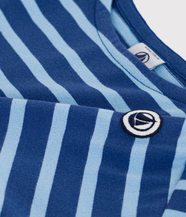 Katoenen gestreept marineshirt voor kinderen blauw/blauw