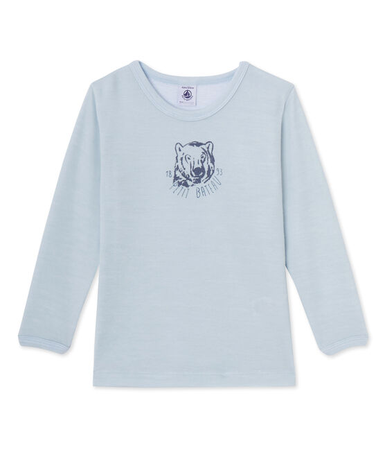 Jongens-T-shirt met lange mouwen in katoenflanel blauw Fraicheur