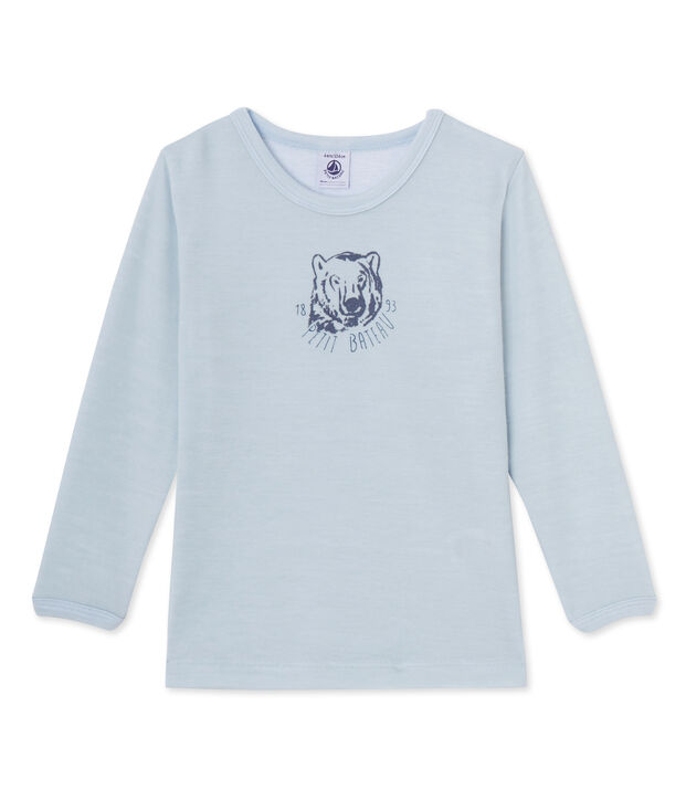 Jongens-T-shirt met lange mouwen in katoenflanel blauw Fraicheur