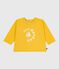 Katoenen T-shirt met lange mouwen en katmotiefje voor baby's geel NAPLES