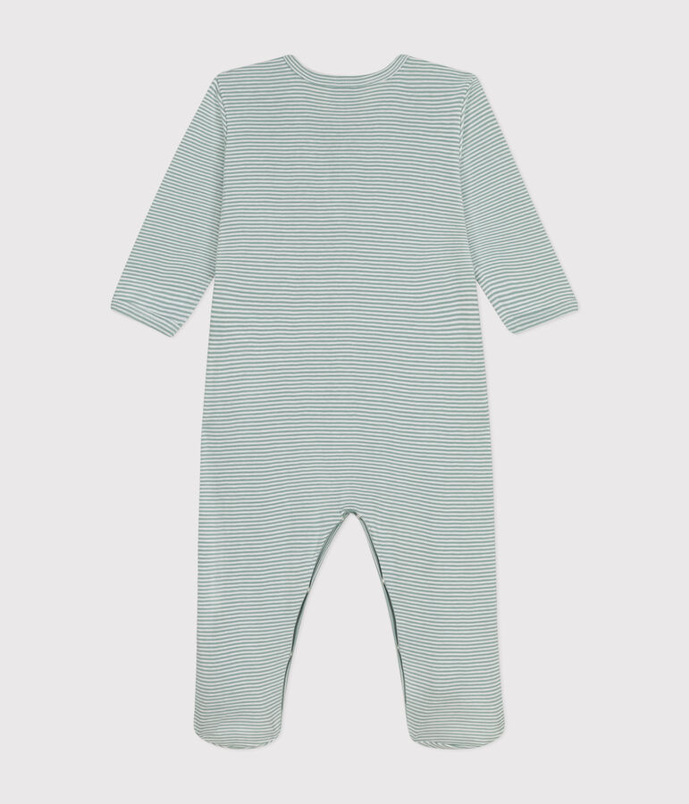 Pyjama &agrave; rayures en coton b&eacute;b&eacute; vert/blanc