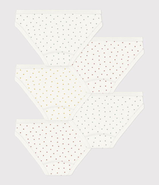 Lot de 5 culottes petits cœur en coton petite fille variante 1