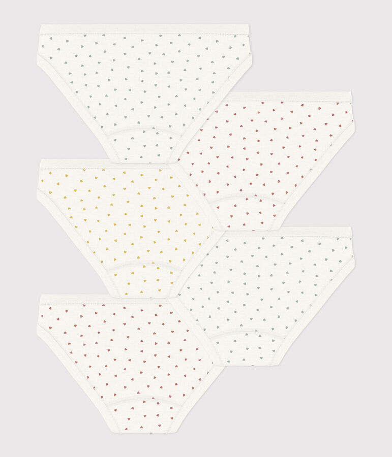 Set van 5 katoenen meisjesslips met hartjes multicouleur