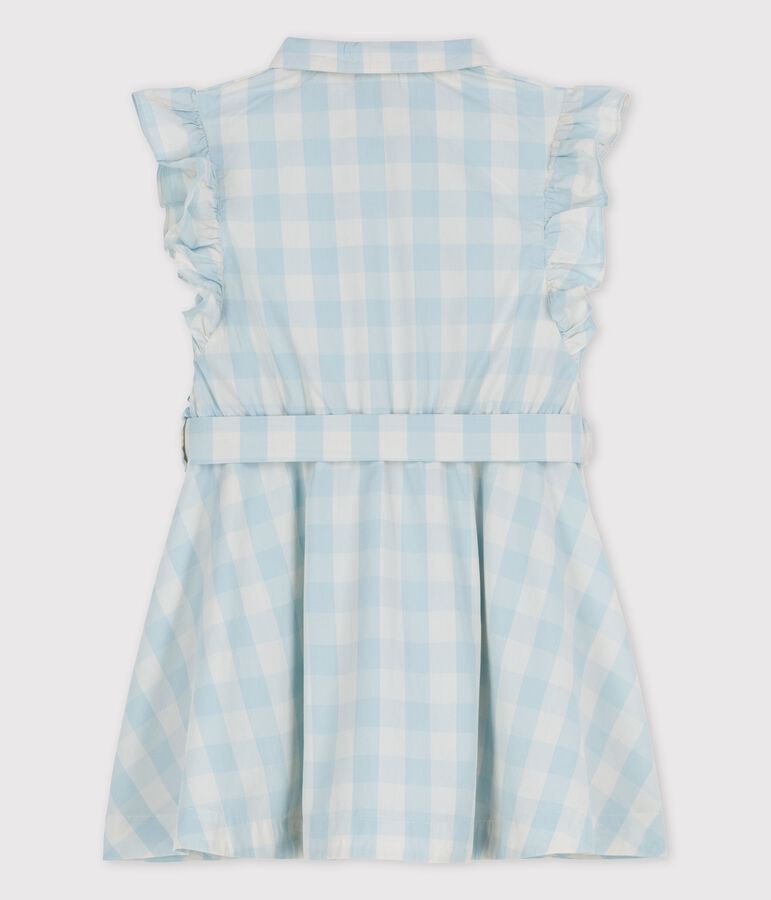 Jurk met korte mouwen van popeline voor meisjes BOLDAIR/wit