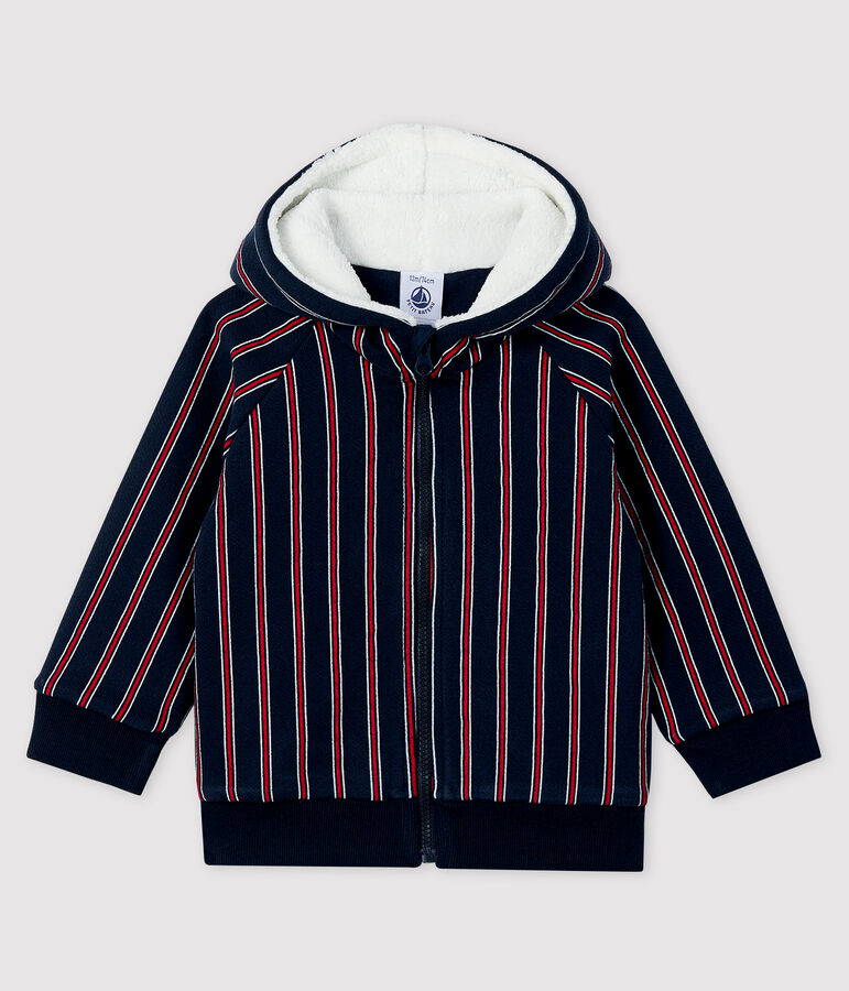 Sweatshirt &agrave; capuche b&eacute;b&eacute; gar&ccedil;on bleu SMOKING/blanc MULTICO