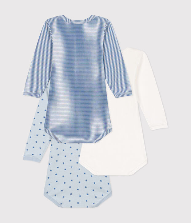Set van 3 katoenen babybody's met lange mouwen en kleine hartjesprint multicouleur