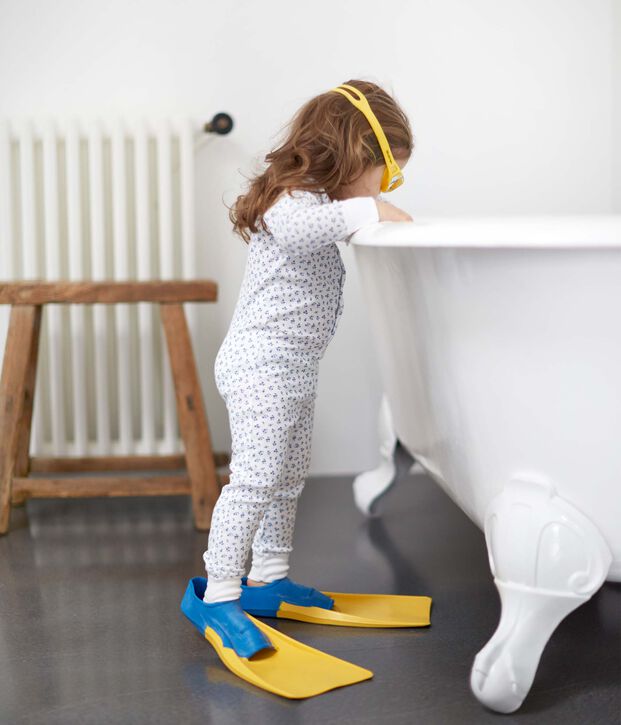 Pyjamapak met dessin voor meisjes wit/blauw