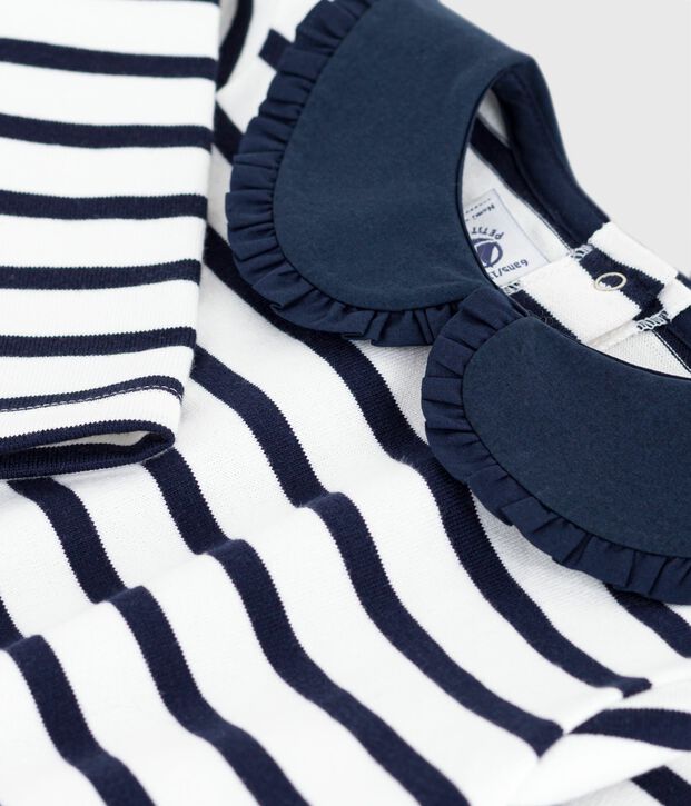 Katoenen marinetruitje voor kinderen wit/blauw