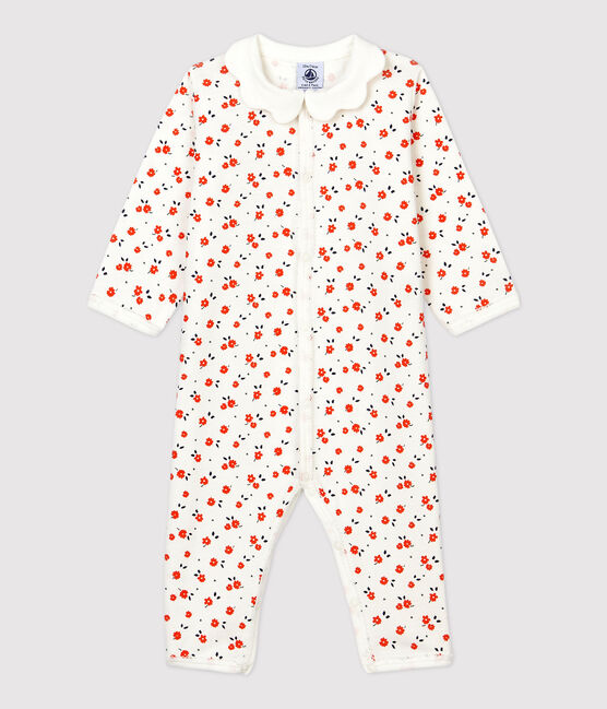 Dors-bien sans pieds à col bébé en coton biologique blanc MARSHMALLOW/blanc MULTICO