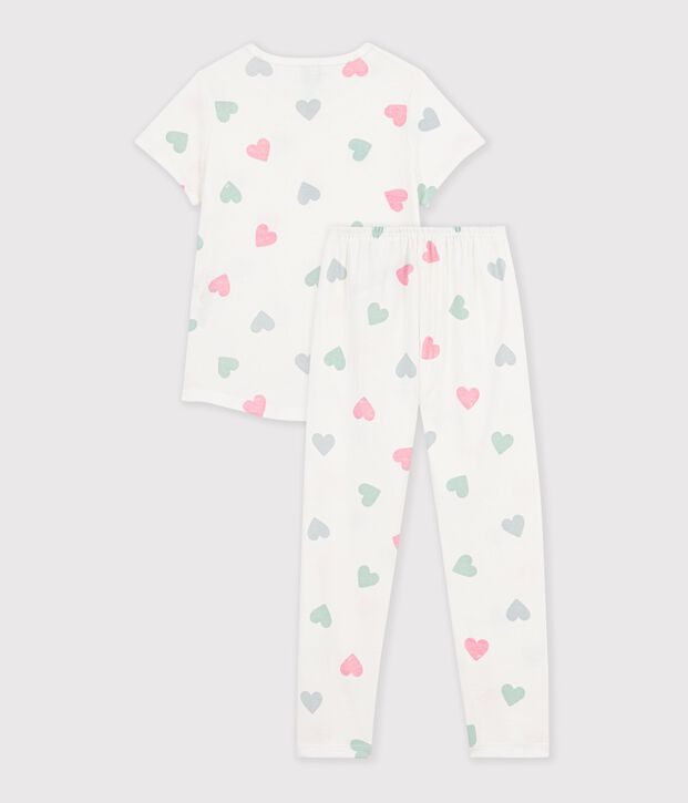 Katoenen kinderpyjama met korte mouw en lange pijpen met print wit/multicouleur