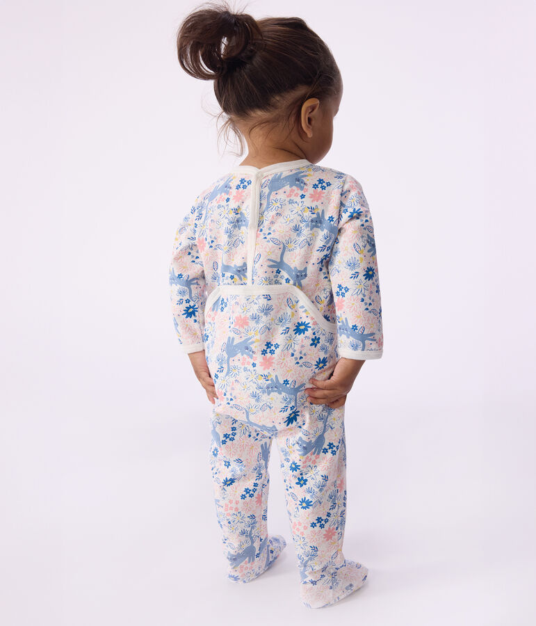 Pyjama b&eacute;b&eacute; en molleton gratt&eacute; ouverture au dos imprim&eacute; fleuri blanc/multicouleur