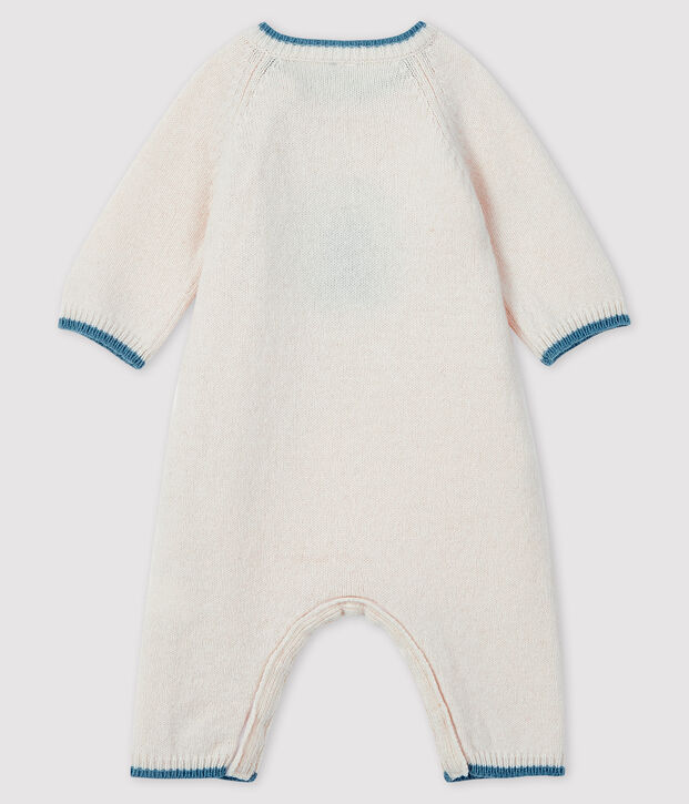 Lang babypakje van tricot, met jacquardpatroon. wit