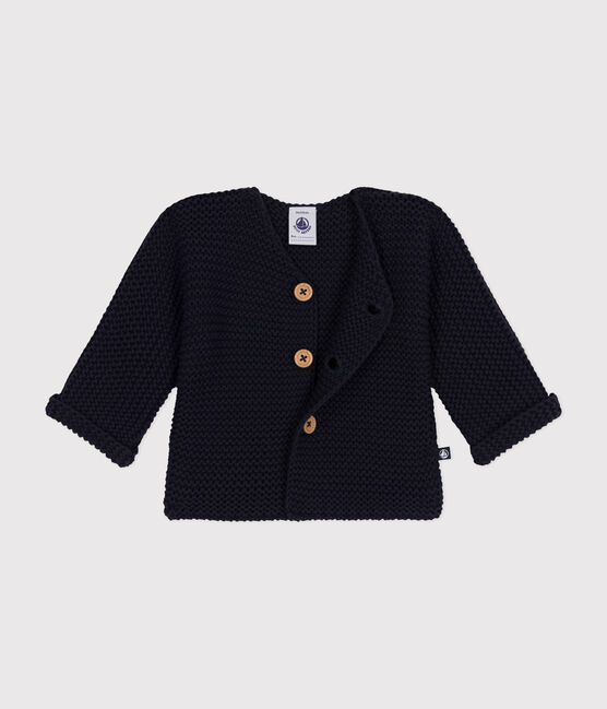 Gebreide uniseks babycardigan in ribbelsteek blauw SMOKING