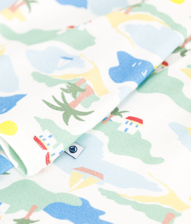 Pyjama enfant en coton imprim&eacute; blanc/multicouleur