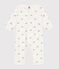Katoenen babypyjama zonder voetjes met kikkerprint wit MARSHMALLOW/wit MULTICO
