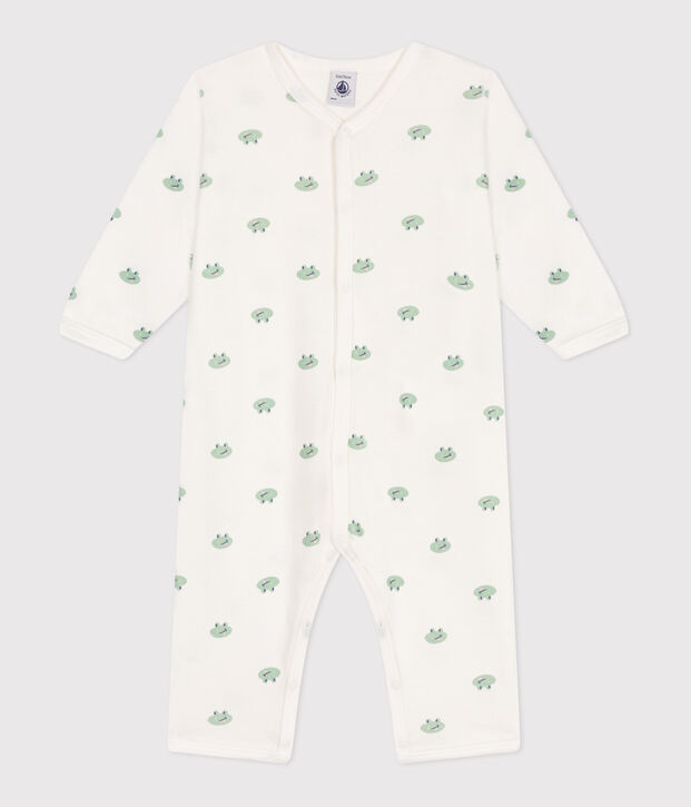 Pyjama b&eacute;b&eacute; en coton sans pieds grenouilles blanc/multicouleur