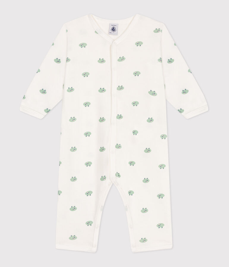 Pyjama b&eacute;b&eacute; en coton sans pieds grenouilles blanc MARSHMALLOW/blanc MULTICO