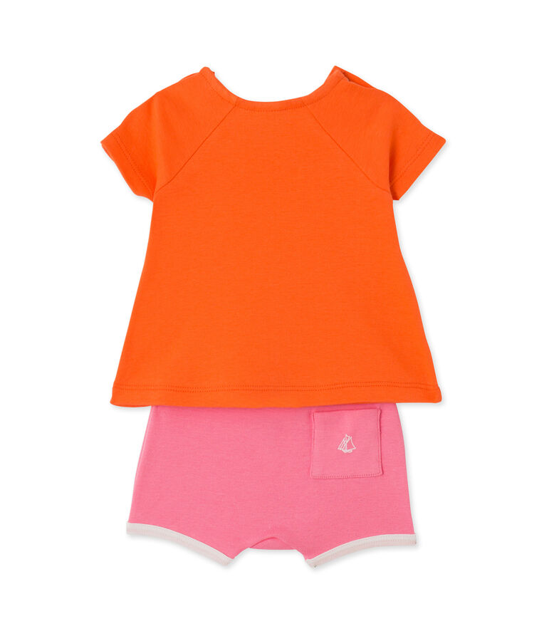 Ensemble b&eacute;b&eacute; fille short et t-shirt orange BRAZILIAN/rose PETAL