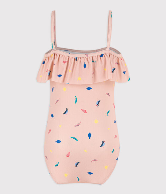 Maillot de bain 1 pièce imprimé enfant fille rose SALINE/blanc MULTICO