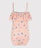 Maillot de bain 1 pièce imprimé enfant fille rose SALINE/blanc MULTICO