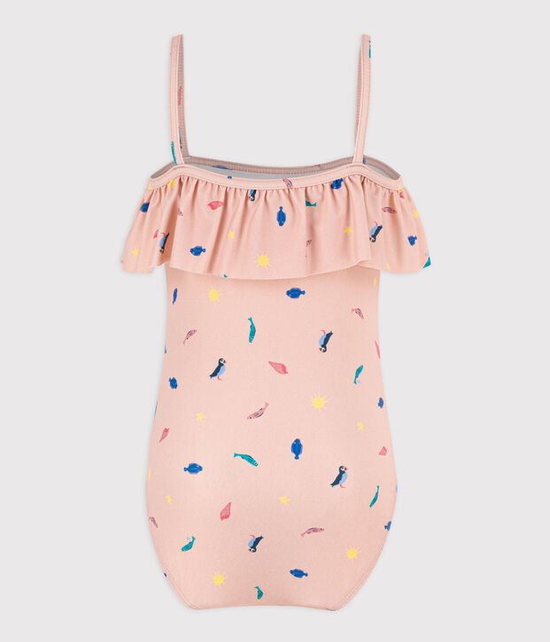 Maillot de bain 1 pi&egrave;ce imprim&eacute; enfant fille rose/multicouleur