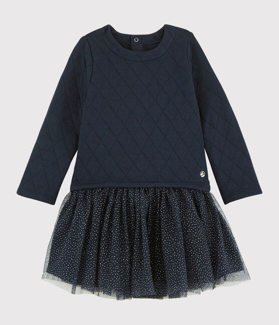 Robe manches longues bébé fille bleu SMOKING