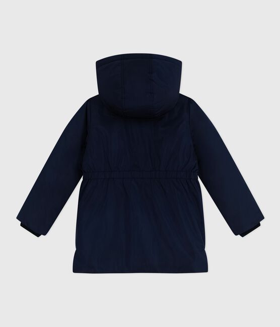 Halflange effen parka voor kinderen blauw SMOKING