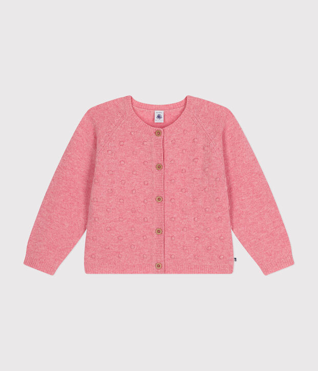 Gebreide cardigan met wol voor meisjes roze