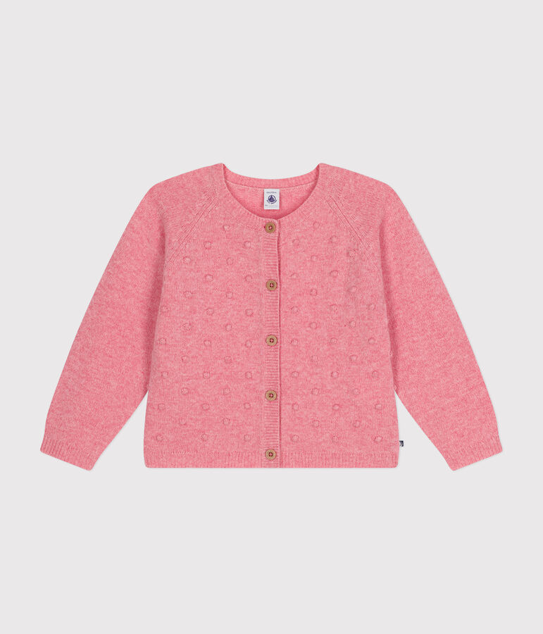 Gebreide cardigan met wol voor meisjes roze