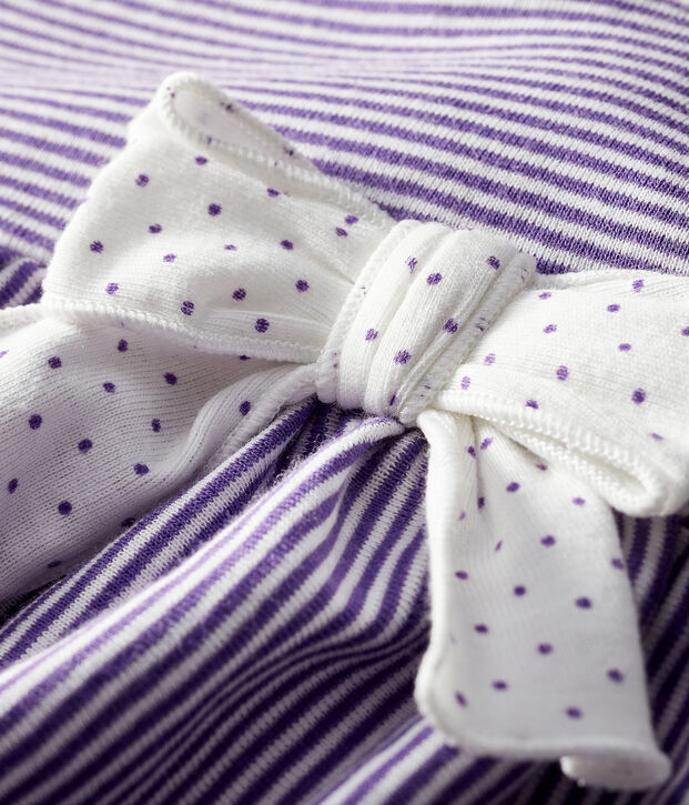 Robe b&eacute;b&eacute; fille milleraies violet/blanc