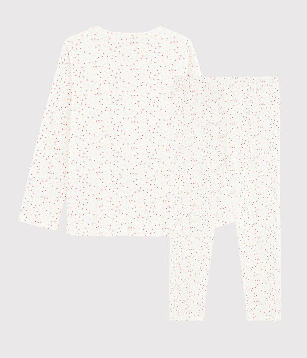 Multikleurige pyjama met stippen voor meisjes, van biologisch katoen wit/multicouleur