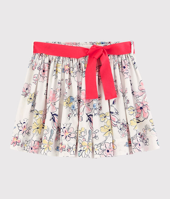 Jupe en popeline enfant fille blanc MARSHMALLOW/blanc MULTICO